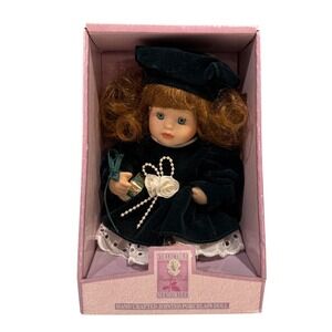 Collectible Memories Porcelain Doll Kmart Vintage Green Velvet Dress Auburn Hair